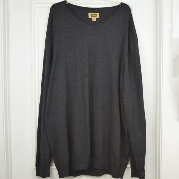 Foundry Pullover Sweater Men 4XLT Dark Academia Grey Long Sleeve Big Tall Cotton - Picture 1 of 7